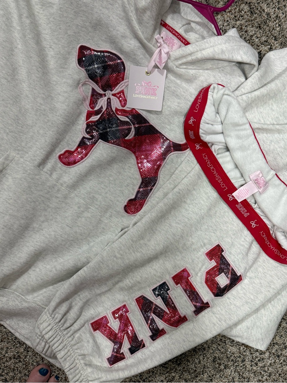 LoveShackFancy Pink Victoria’s Secret Hoodie & Sweatpants set